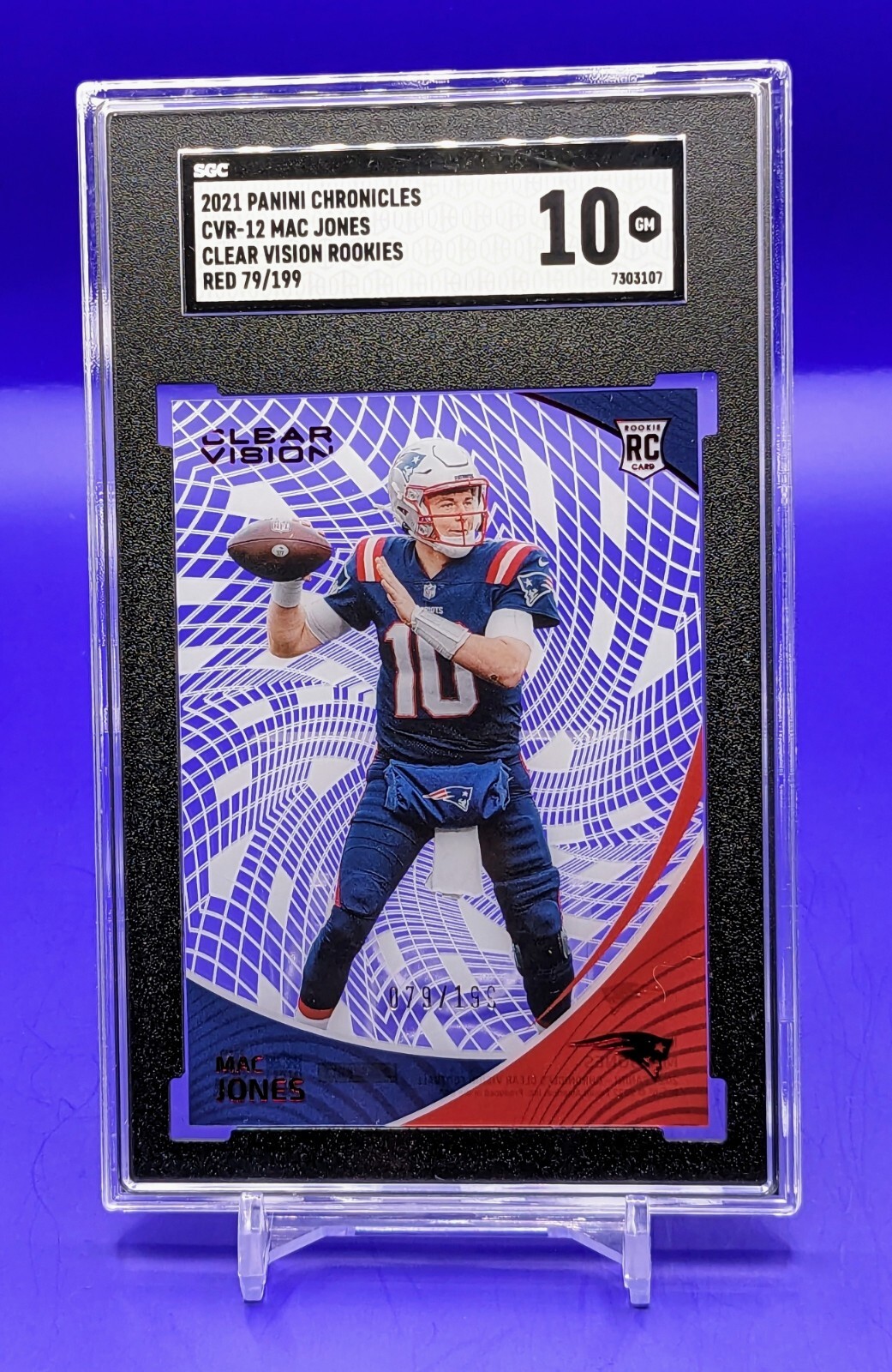 Mac Jones 2021 Panini Chronicles #CVR12 Clear Vision Rookie Red RC 79/199 SGC 10