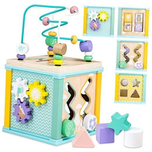 Montessori Toys for 1 2 3 Year Old Baby Toys 12 Months Wooden Activity Cube