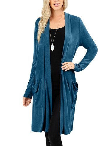 NE PEOPLE Damen Basic Langarm vorne offen lässig Taschen Cardigan NEUJ1440 - Bild 102 von 125