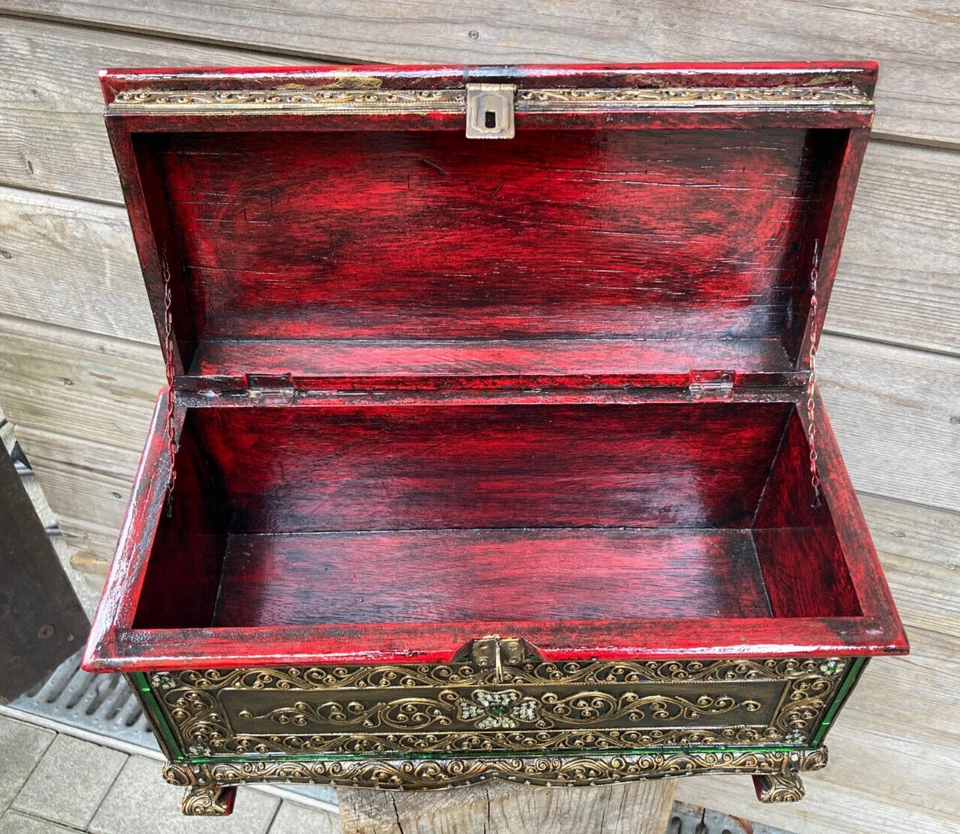 40 X 20cm Holz Kiste Schatz Truhe Orient Spiegel Pirat - Bild 3 von 4