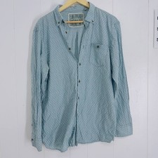 Mantaray Men's Button-Up Shirt Large Long Sleeve Collared Blue Casual Wear