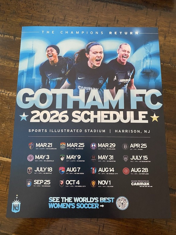 Gotham FC 2026 National Women’s Soccer League Schedule Poster