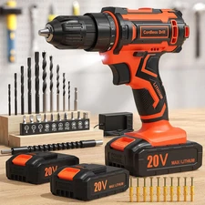 Cordless Drill, 20V Power Drill, Double 2000Mah Power Pack Electric Drills, Cord