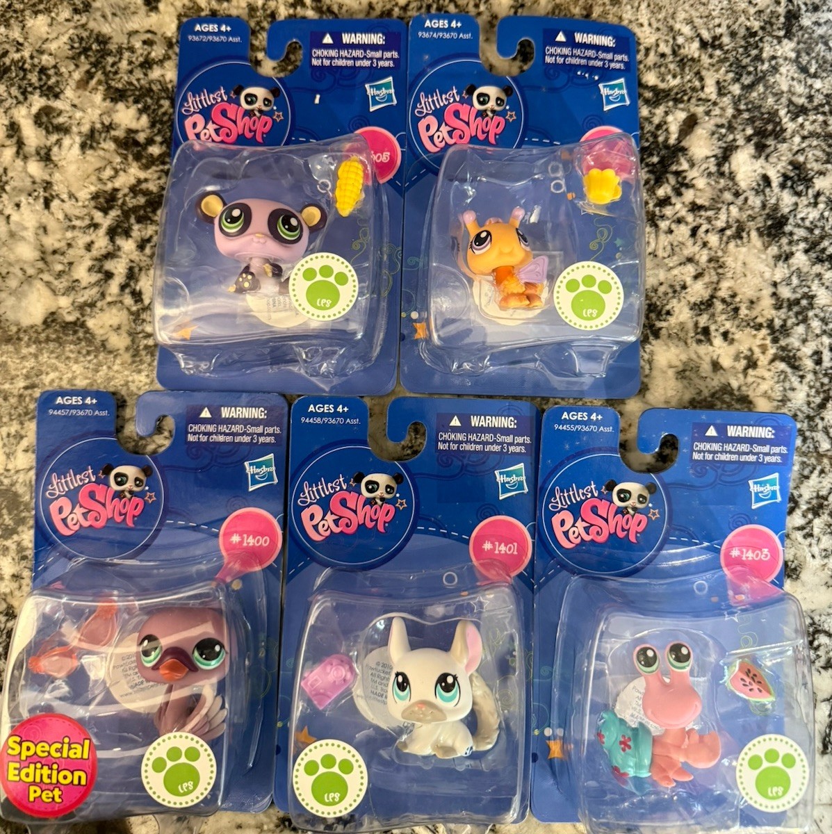 LITTLEST PET SHOP 1305 Panda 1307 Bumblebee 1400 Swan 1401 Chinchilla 1405 Crab