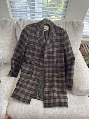 Geox Respira Wool Blend Plaid Coat Men s EU 50 US 40 Brown Jacket