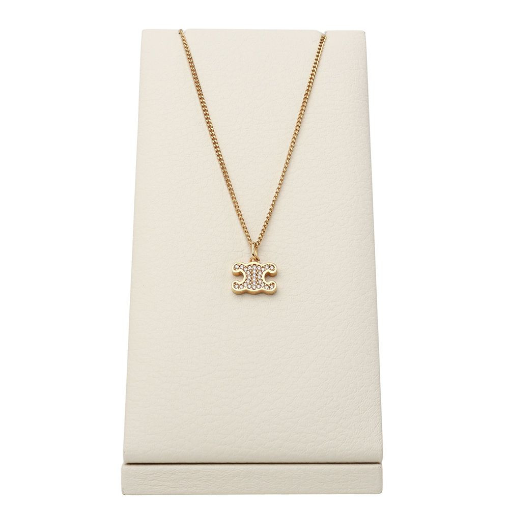 【CELINE】TRIOMPHE NECKLACE●460GB6BZI35OR Celine Crystal Triumph Line Stone Necklace 460GB6BZI