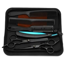 6-Piece Hair Scissors Set - 440C Steel Barber Shears Kit with Case, Razor-Sha...