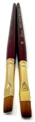 Lot of 2 Robert Simmons Sienna Prof Paint Brush SN60 Size 8 Flat Shader Short