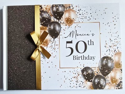 Gästebuch zum 50. Geburtstag mit goldenen & schwarzen Luftballons - Meilenstein Party Andenken