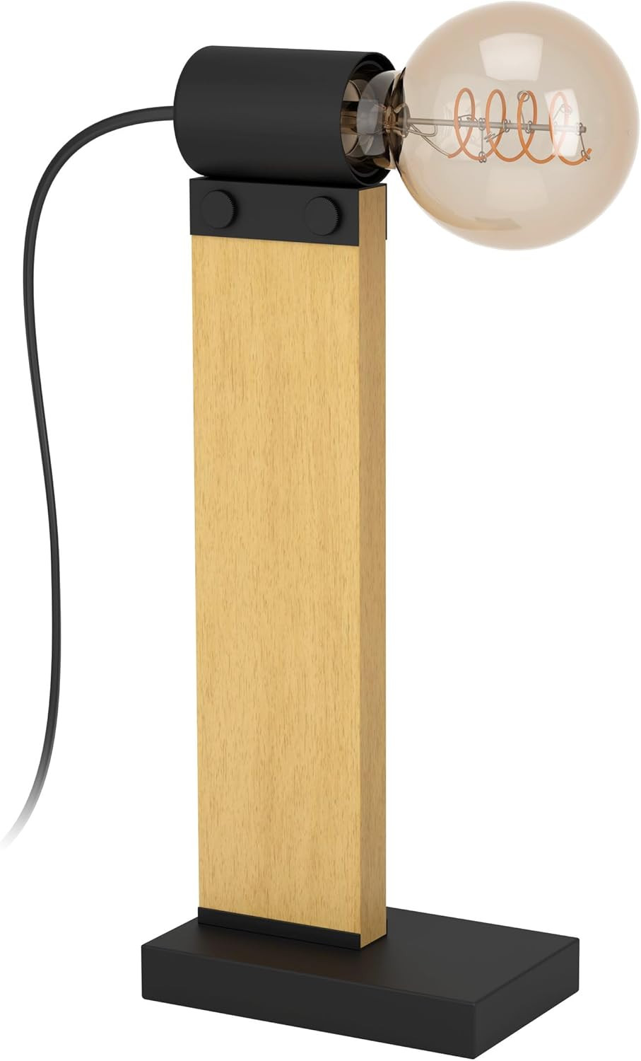 Eglo Bailrigg FSC100HB: Lampada da Comodino Rettangolare in Legno e Metallo