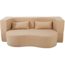 Apricot Full 2-in-1 Convertible Sofa Bed - Space-Saving, No Assembly