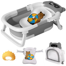 Eco-Friendly Baby Bath with Temperature Indicator,Foldable Baby Bathtub for Newb