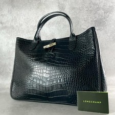 Longchamp Roseau Croco Embossed Leather Handb...