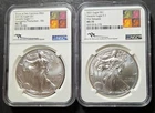 Two Different 2021 Silver Eagles - NGC MS70