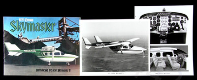 CESSNA 1975 Factory OEM SKYMASTER & II Vintage 14 Page Brochure & 2 Photos Lot