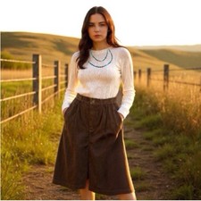 Vintage Lee Brown Corduroy Midi Skirt Size 7 Retro 70s