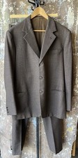 Vintage 1940  s, 1950  s Brown Gabardine Italian Men  s Suit Button Fly Medium