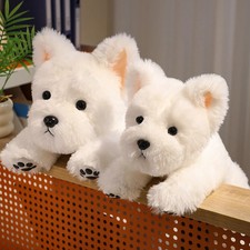 Adorable 30-65cm Fluffy White Plush Toy Soft Stuffed Lifelike Dog Doll Gift