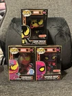 Carnage #678 Spider-Man #652 Eddie Brock #869 Black Light Funko Pop Lot