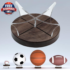 Acrylic Basketball Stand Wood Base, Ball Holder, Display Holder for Baseball, So