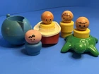 Jumbo Little People Bath Toy Lot Boat Turtle Teapot People Vintage Fisher Price