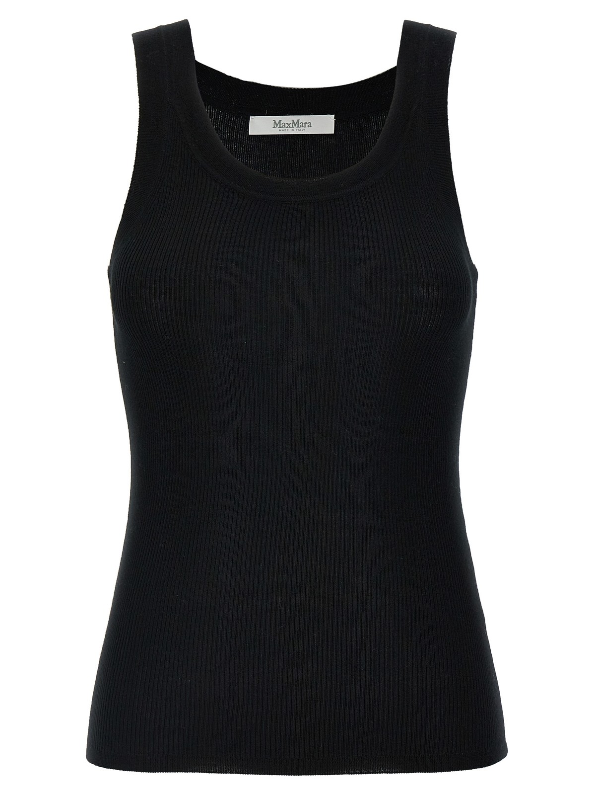 Max Mara Black Virgin Wool Sleeveles T-Shirt