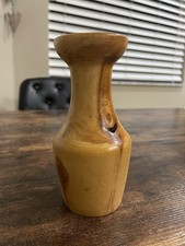 Hand Turned Wooden Bud Vase Signed  Dated Studio-Art 2008 Olive Wood 6.5 inches