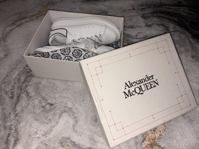 Alexander McQueen Oversized White Black Leather Sneakers Platform Shoes Size 40