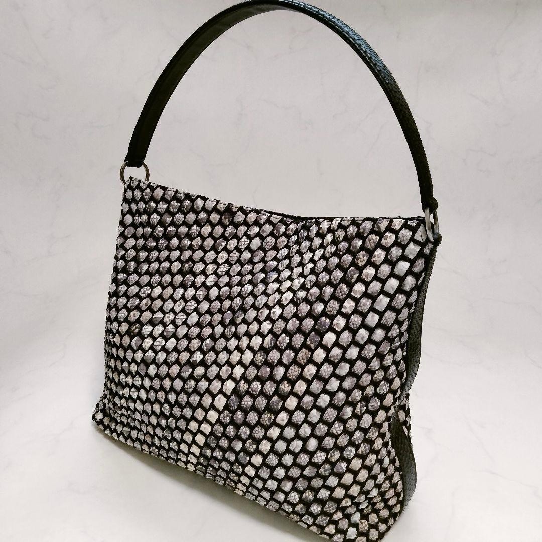 JRA Certified Python Leather Tote Bag Natural Sna… - image 1