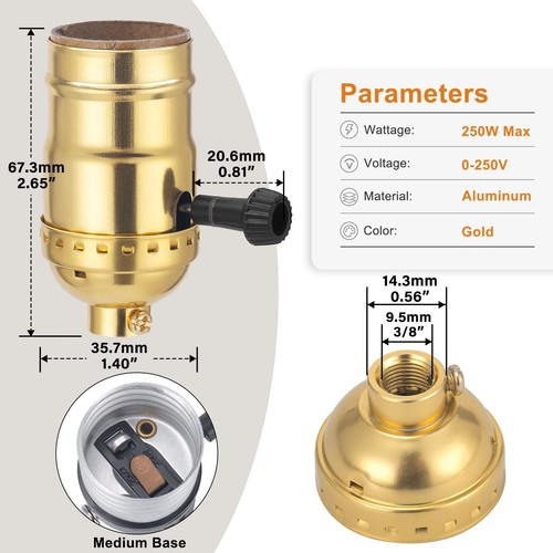 DiCUNO UL Listed 3-Way Lamp Socket Replacement, E26 Standard Threaded Base Li... - Picture 2 of 7