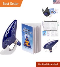 Brand New Zelda Ocarina 12 Hole Alto C Blue with Song Book, Display Stand, Pr...