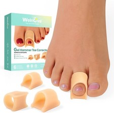 Welnove Hammertoe Corrector - 6 Pack Toe Splints - Soft Gel Multi-Size, Beige