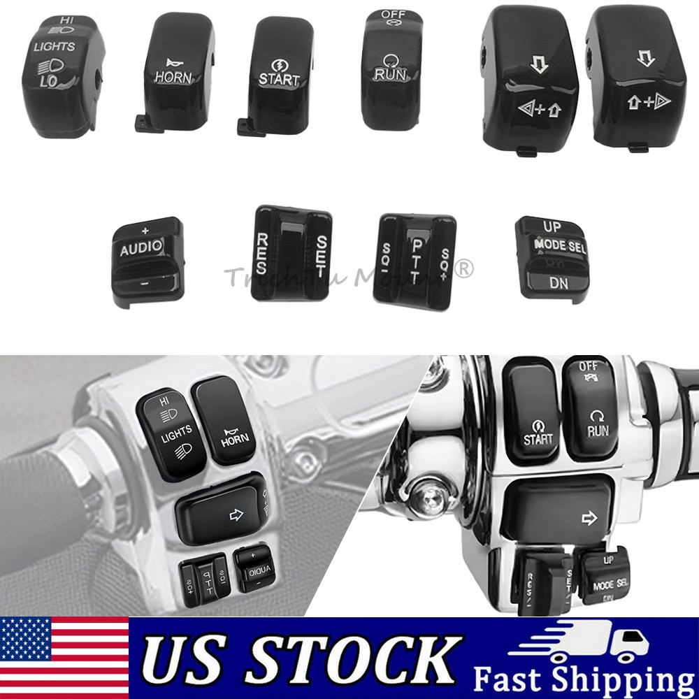 Black 10x Hand Control Switch Housing Button Cap for Harley Electra ...