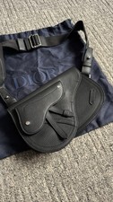 Christian Dior Men’s Saddle Crossbody Bag  in Black Leather