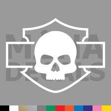 Motorcycle Badge Skull Vinyl Die Cut Decal Sticker - Shield Biker