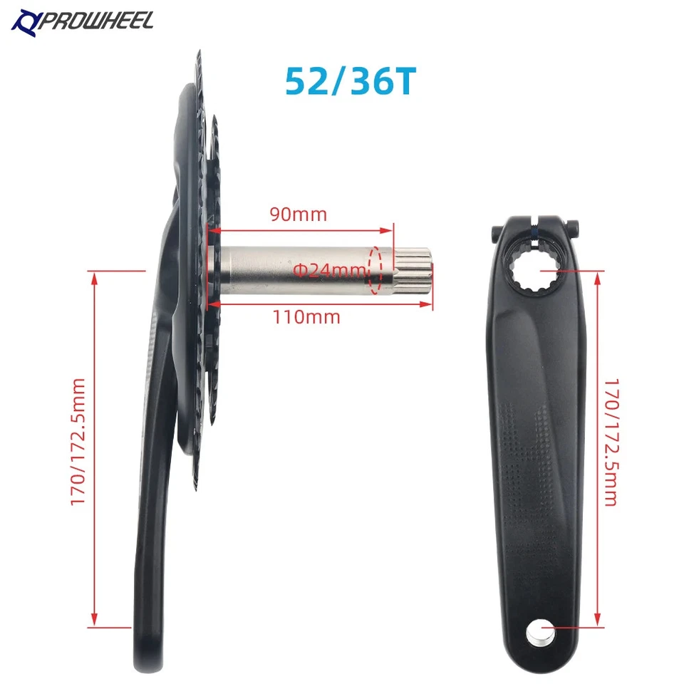 Juego de bielas de bicicleta de carretera 170/172,5 mm 11S 50-34T 52-36T platos dobles para Shimano Foto 4 de 4