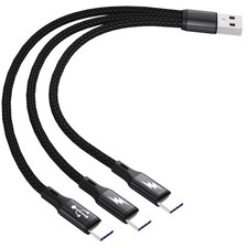 GELRHONR USB C Splitter Cable,USB A Male to 3 Type-C Charge 1 Pack 0.2M