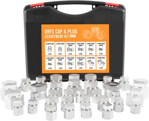 64-teiliges ORFS Hydraulikkappe und Stopfen Schlauch Rohr und Rohrverschraubung Set 45# Stahl - Bild 15 von 15