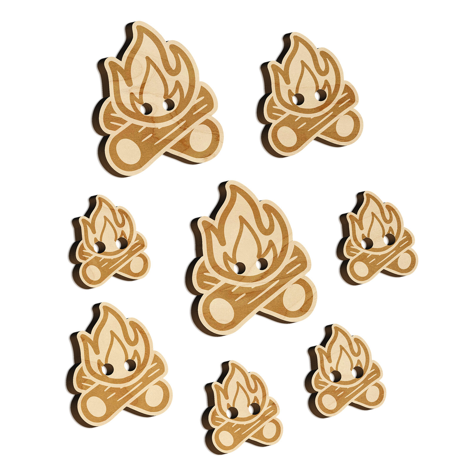 Campfire Cartoon Wood Buttons for Sewing Knitting Crochet DIY Craft