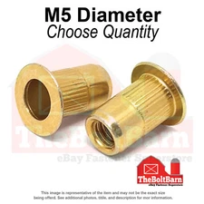 M5-0.8 Steel Large Flange Knurled Body Rivet Nuts Zinc Yellow (Choose Quantity)