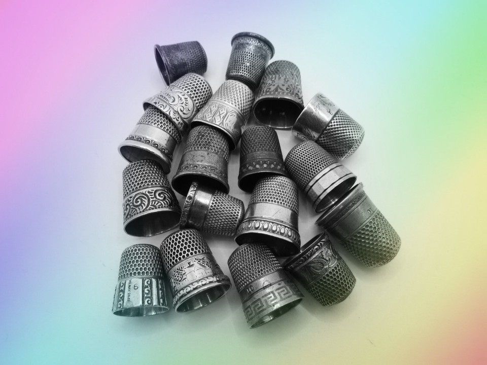 Sterling Silver Vintage Thimble Lot Sewing Thumb Guard Finger Protector