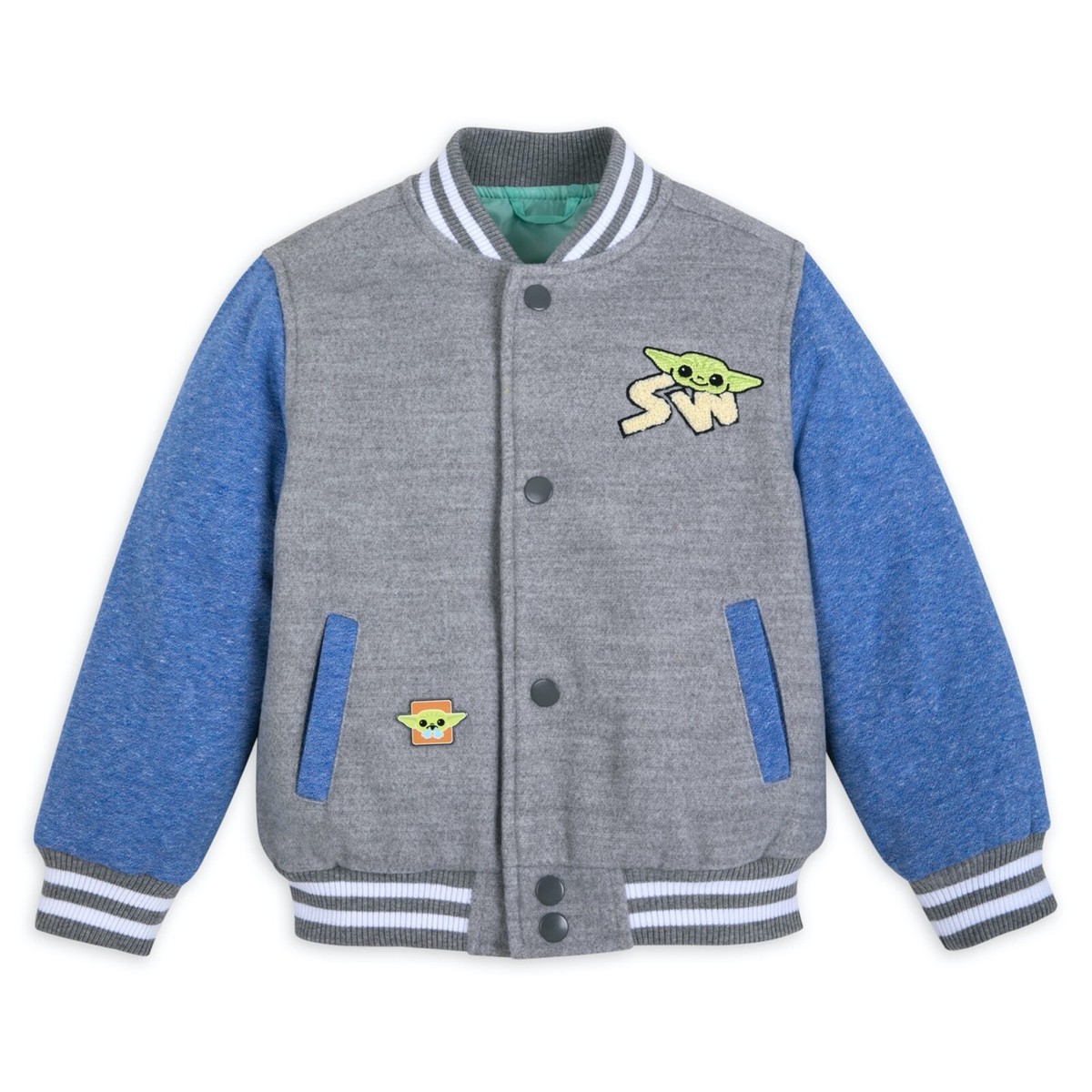 DISNEY Store Star Wars Grogu Baby Yoda Boy Letterman Jacket