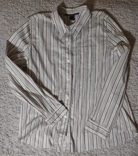 Madison Studio Women’s Sz 14 Button Down Shirt Light Multicolor Top