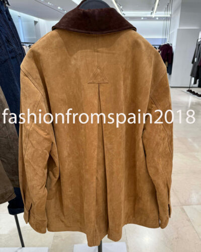ZARA NEW WOMAN COMBIN. 100% SUEDE LEATHER JACKET WITH PLEAT CAMEL 4341/755/707 - Picture 4 of 4