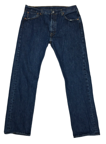 Levis 501 Jeans Men's Button Fly Straight Leg Dark Wash Tag 34x32 FIT 35 x 31.5