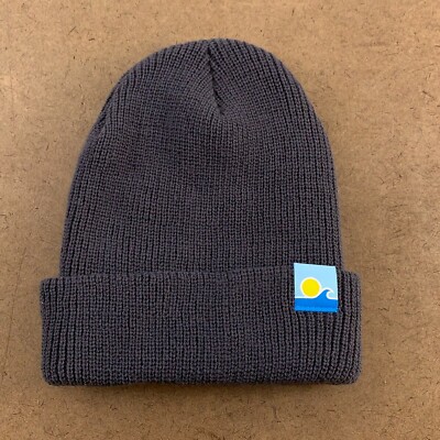 Richardson Adult One Size Charcoal Wave Sun Logo Knit Roll Cuff Beanie New