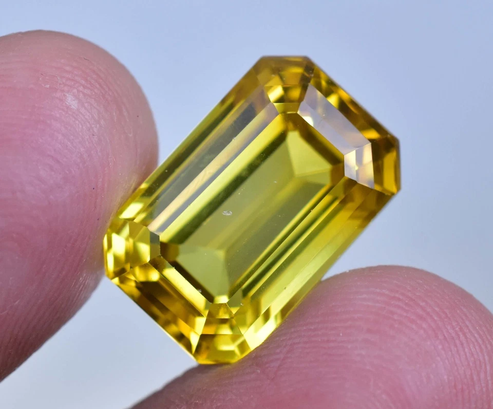 17.80 CT Natürlich Ceylon Gelb Saphir Makellos Smaragd Schliff Zertifiziert - Bild 2 von 4