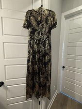 Baltic Born Muse Sequin Maxi Dress Black Gold Sequin Size Large NWT
