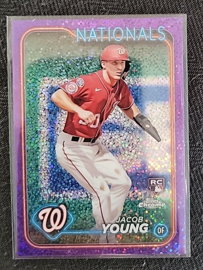 Jacob Young 2024 Topps Chrome Purple Refractor Speckle # 264 Serial #d 267/299