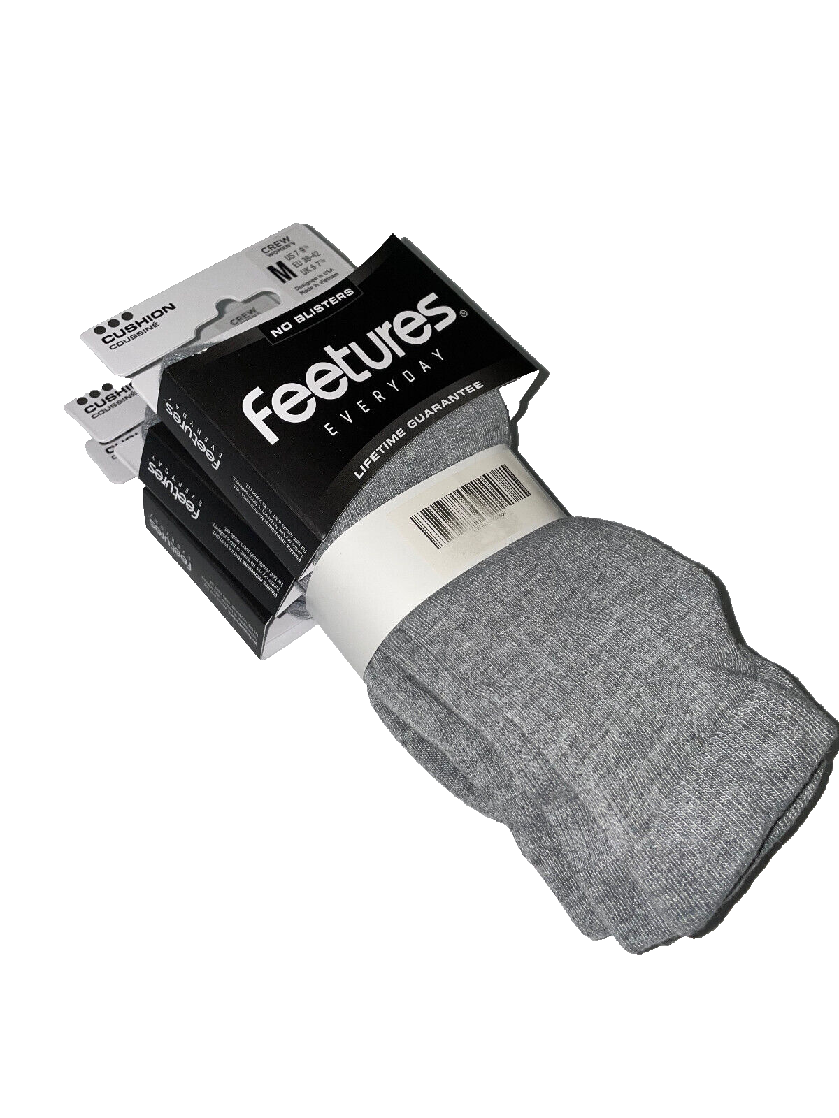3 PAIRS~(EACH PKG)~FEETURES~TEXTURE CUSHION~NO BLISTERS~EVERYDAY CREW~SIZE 7-9.5